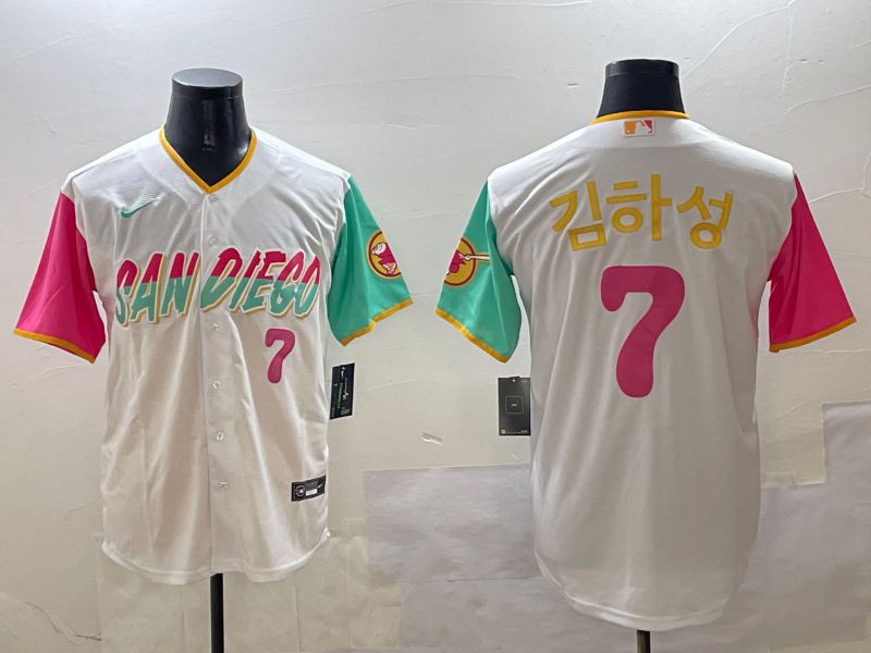 Men San Diego Padres #7 H.S.Kim White City Edition 2025 Nike MLB Jersey style 1->san diego padres->MLB Jersey